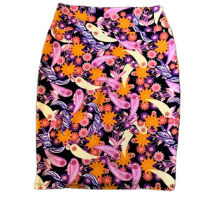 LuLaRoe Cassie Floral Petals In The Wind Pencil Skirt medium
